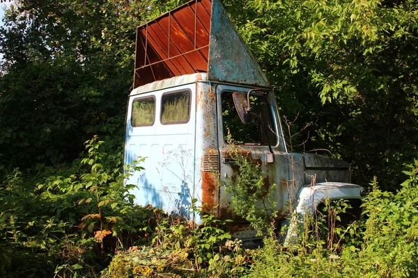 Viejo Camión Oxidado Abandonado Bosque Verde — Foto de Stock