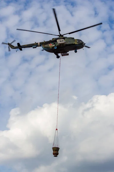 Obninsk Russland September 2019 Zivilschutzübungen Löschen Aus Einem Hubschrauber — Stockfoto