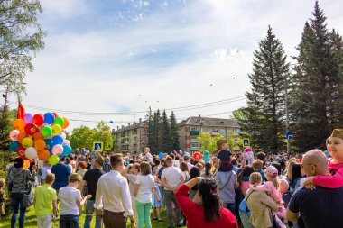 Obninsk, Russia - May 9, 2018: A large crowd at the celebration of Victory Day on May 9