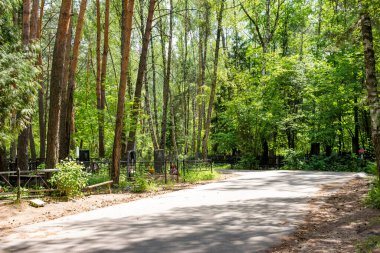 Obninsk, Russia - June 2019: View of the old city cemetery Konchalovskoye on the outskirts of the city of Obninsk