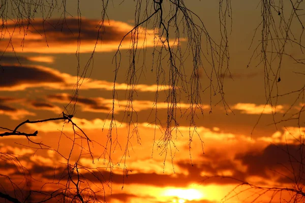 Όμορφο Φόντο Ένα Φλογερό Κόκκινο Ηλιοβασίλεμα — Φωτογραφία Αρχείου