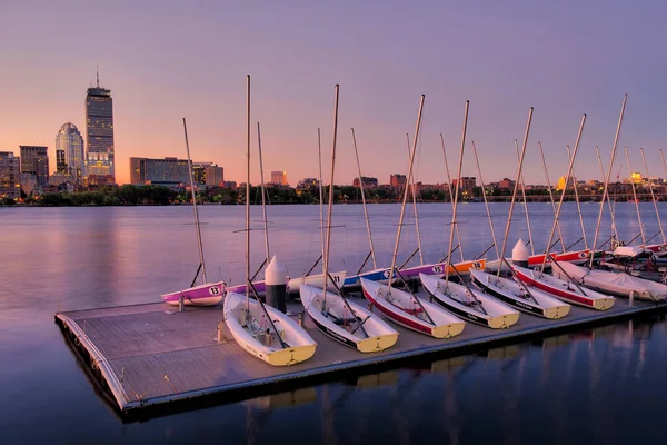 Lunga esposizione dello Skyline di Boston — Foto Stock