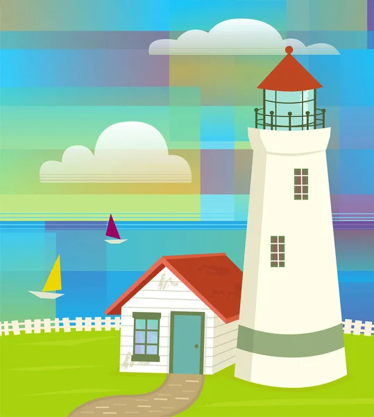 カラフルな抽象的な灯台 — ストックベクタ