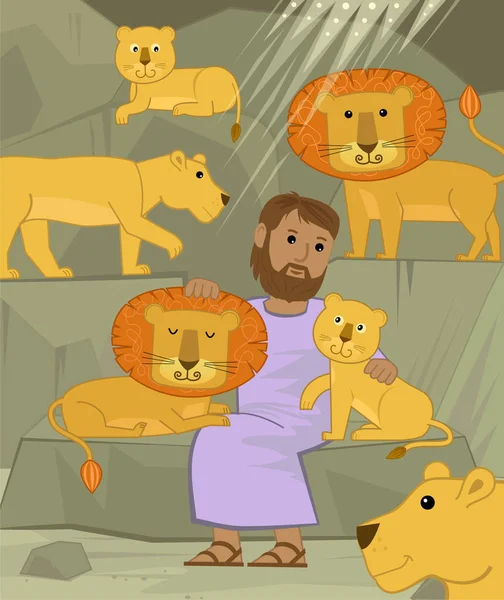 Ντάνιελ με τα λιοντάρια — Διανυσματικό Αρχείο