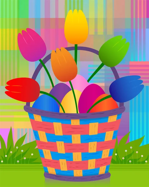 Colorful Easter Basket — Stock Vector