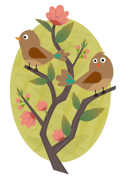 Птицы на ветвях — стоковый вектор