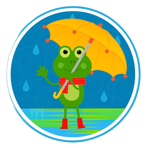 Лягушка с зонтиком — стоковый вектор