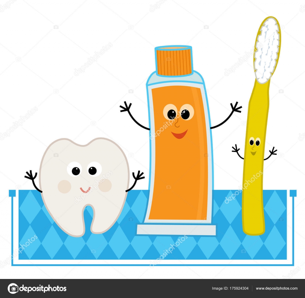 Oral Hygiene Clip Art Cute Cartoon Happy Tooth Toothpaste Toothbrush Stock  Vector Image by ©bilhagolan #175924304