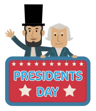 Başkanlar Günü klip-art - Başkanlar Günü işaretiyle Abraham Lincoln ve George Washington. Eps10