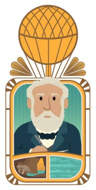 Jules Verne Illustration - Conceptual Illustration of Jules Verne depicting his stories. Eps10 clipart
