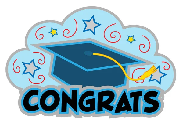 Sinal Congratulações Graduação Clip Art Gorro Palavra Congrats Abaixo Dele — Vetor de Stock