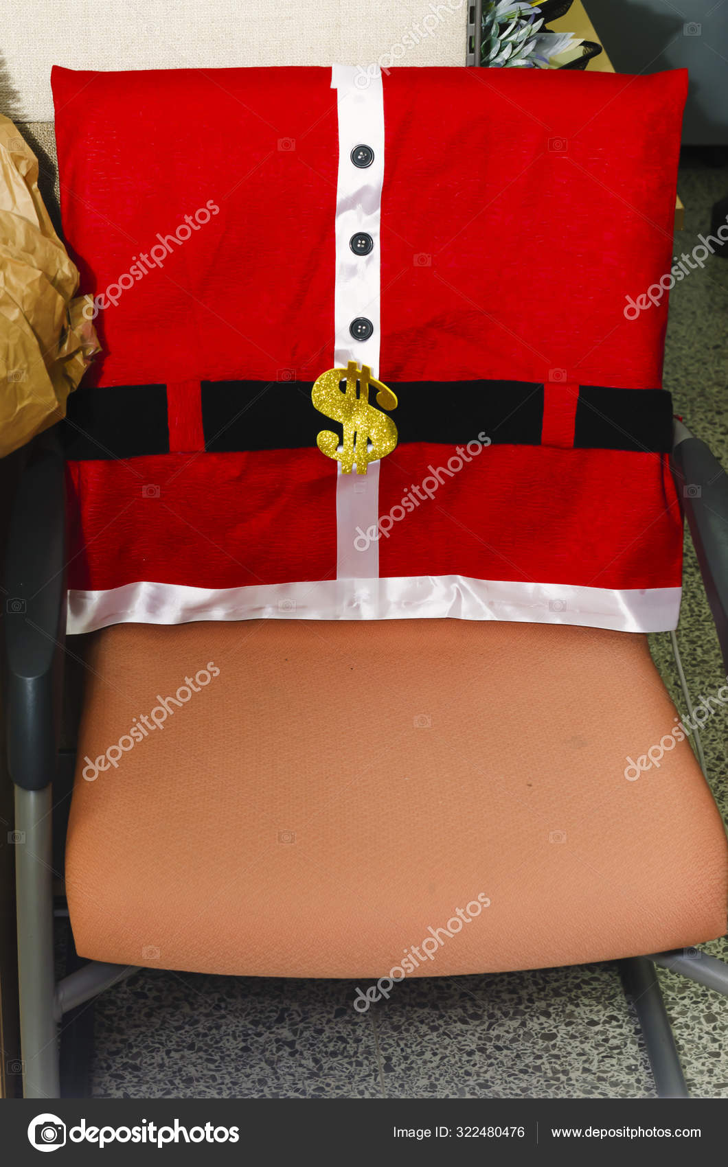 Office Chairs With Christmas Decoration Of Santa Claus In