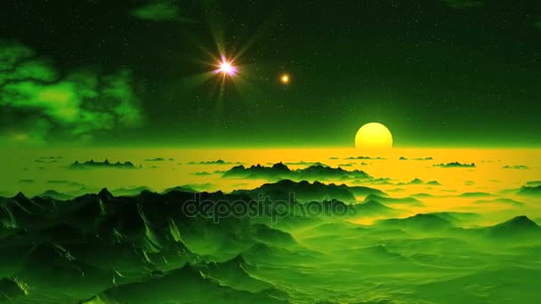 Stella cadente (UFO) nel cielo Alien Planet — Video Stock