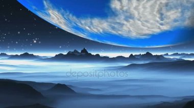 Gezegen Dünya benzeri yabancı peyzaj üzerinde