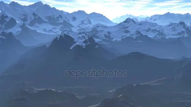 Flug über die Berge zum Sonnenaufgang — Stockvideo