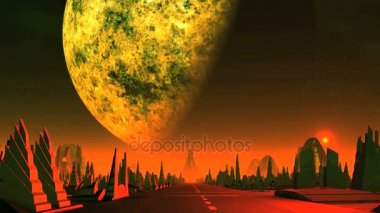 Dawn ve yabancı şehir üzerinde Big Planet