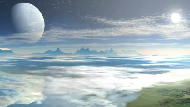 Lot nad chmury obcej planecie — Wideo stockowe