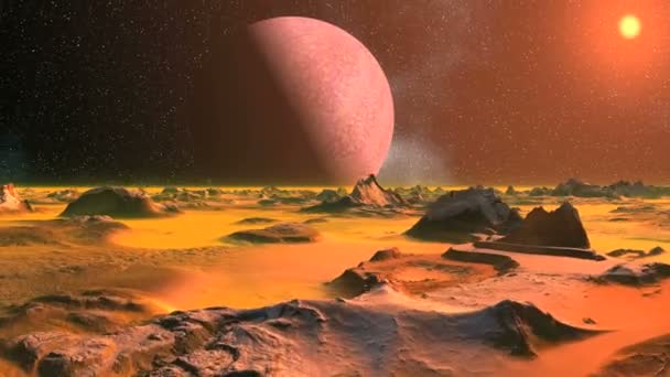 Paysage extraterrestre dans la lumière orange 