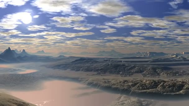 Закат над горной долиной — стоковое видео
