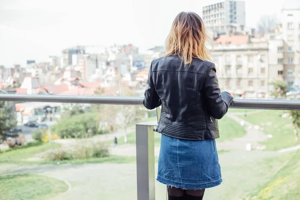 Young woman on observation deck