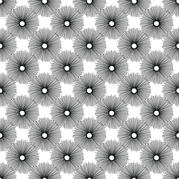 Abstract flowers vector seamless pattern background in classic black and white. . — ストックベクタ