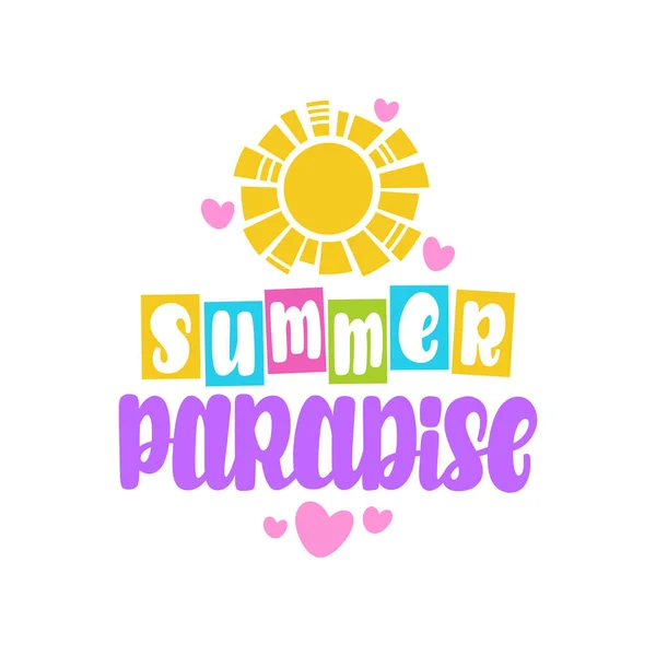 Summer Paradise Letras Vectoriales Diseño Para Tarjetas Ropa Otros — Archivo Imágenes Vectoriales