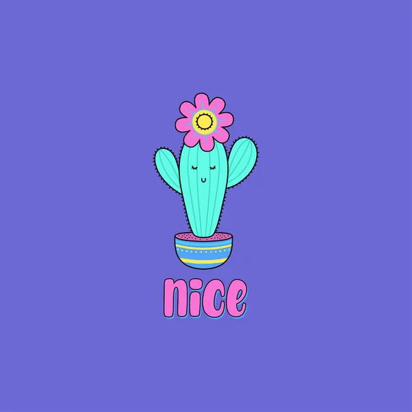 Διάνυσμα Εικονογράφηση Κινουμένων Σχεδίων Χαριτωμένο Cactus Σχεδιασμός Για Κάρτες Ρούχα — Διανυσματικό Αρχείο