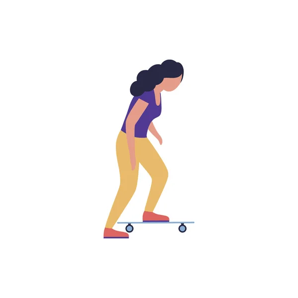 女子滑板在浅色背景下被隔离 彩色平面矢量插图 — 图库矢量图片