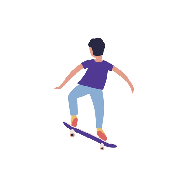 Illustration Des Typen Skateboarding Isoliert Auf Hellem Hintergrund Bunte Flache — Stockvektor