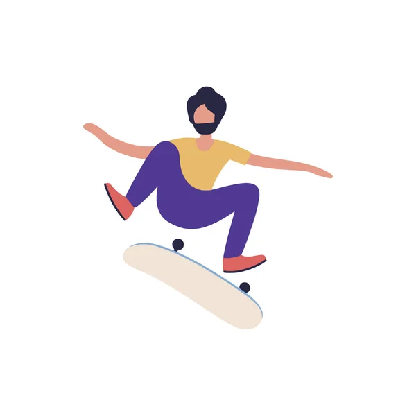 Illustration Skateboard Mec Isolé Sur Fond Clair Dessin Vectoriel Plat — Image vectorielle