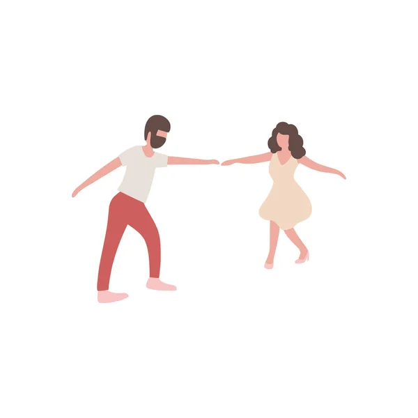 Ilustración Pareja Bailarines Hombre Mujer Bailando Escuela Estudio Fiesta Estilo — Vector de stock