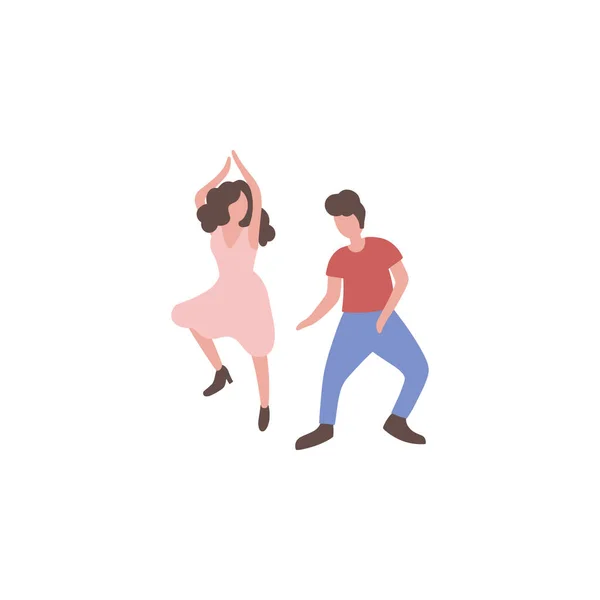 ダンサーのペアのイラスト 学校やスタジオでダンスをする男と女 パーティー 平面ベクトル式 — ストックベクタ