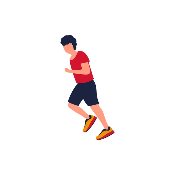 Jogging Man Vector Illustration Running Man Training Marathon Flat Style — Stock Vector