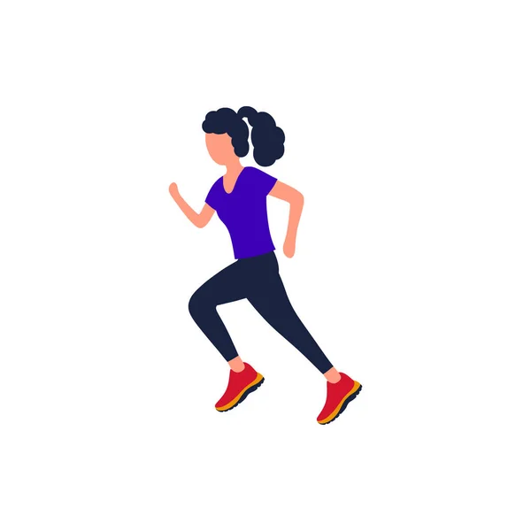 慢跑的女人用跑步的女人来说明病媒 马拉松训练 平面风格 — 图库矢量图片