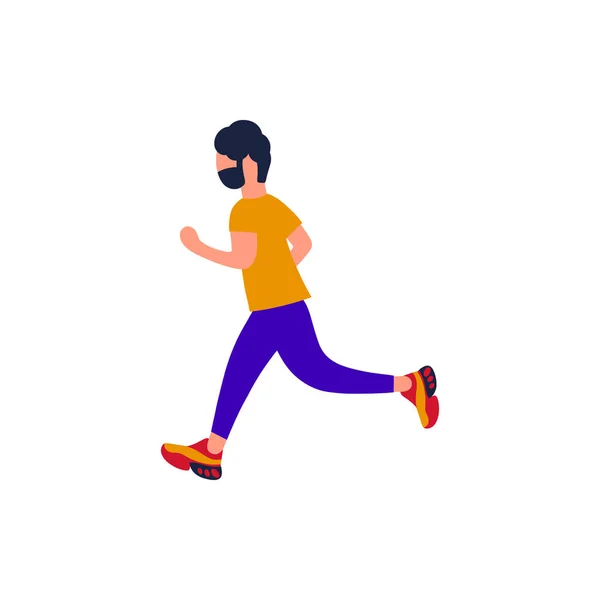 Jogging Man Vector Illustration Running Man Training Marathon Flat Style — Stock Vector