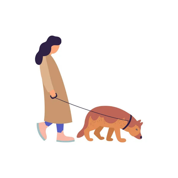 Illustration Une Jeune Femme Avec Chien Style Rue — Image vectorielle