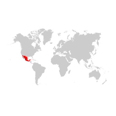 Meksika dünya haritası üzerinde