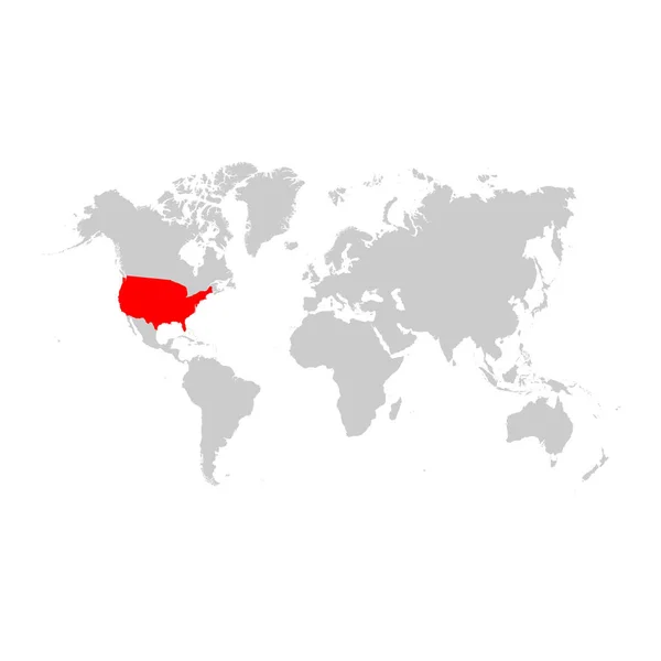 美国在世界地图上 — 图库矢量图片