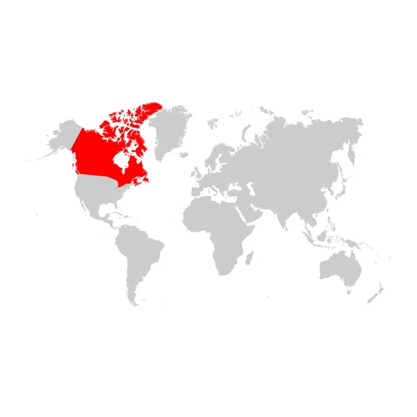 加拿大在世界地图上 — 图库矢量图片