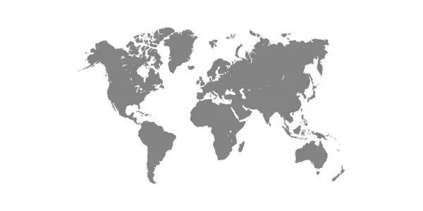 Vecteur de carte du monde isolé sur fond blanc. Terre plate, gris — Image vectorielle