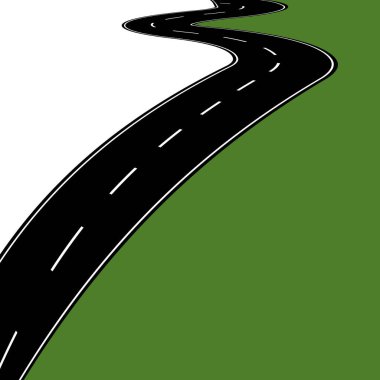 İşaretli kıvrımlı bir yol. Vektör