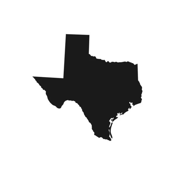 Texas, estado de Estados Unidos: mapa sólido de silueta negra de la zona rural. Ilustración simple vector plano . — Vector de stock