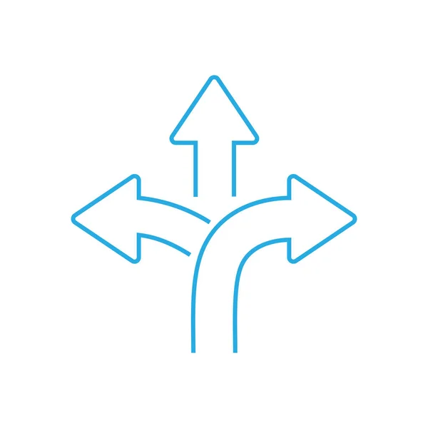 Trojcestná směrová šipka, ikona směru dopravní značky, — Stockový vektor