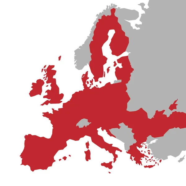 Vector rojo Mapa de la Unión Europea con países extracomunitarios en — Vector de stock