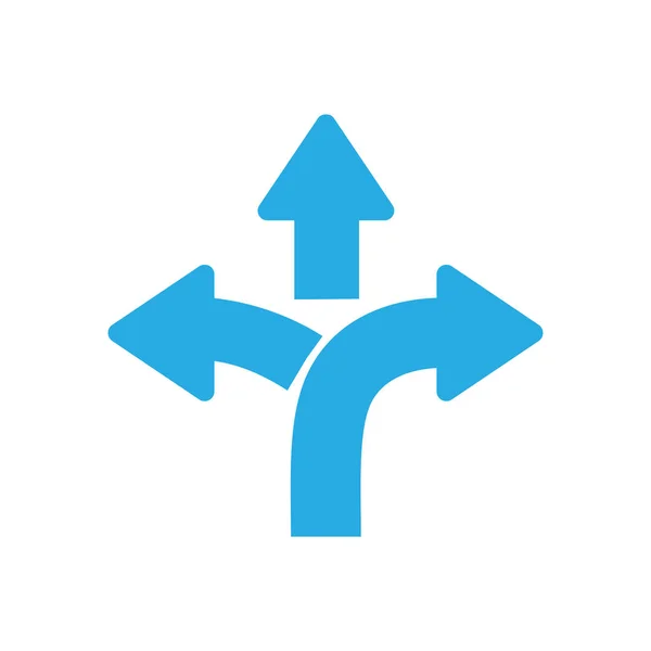 Trojcestná směrová šipka, ikona směru dopravní značky — Stockový vektor