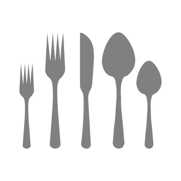 餐具的轮廓。 勺子，刀叉. — 图库矢量图片