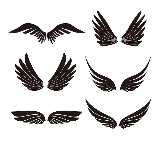 Wings icons set on white background for graphic and web design. — 스톡 벡터