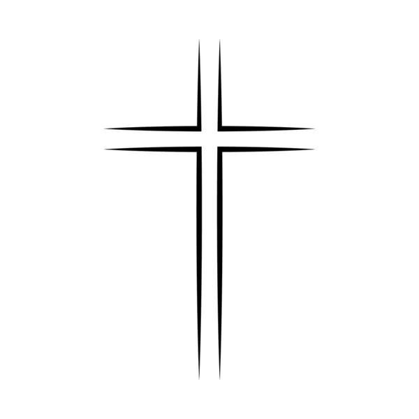 Szara ikona krzyża chrześcijańskiego. Prosty krzyż chrześcijański — Wektor stockowy