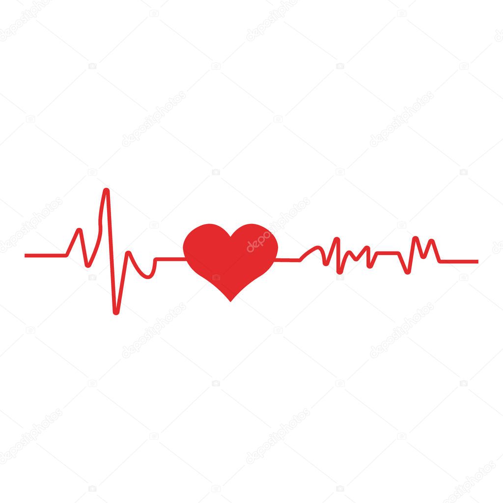 Heart pulse. Red and white colors. Heartbeat lone, cardiogram.