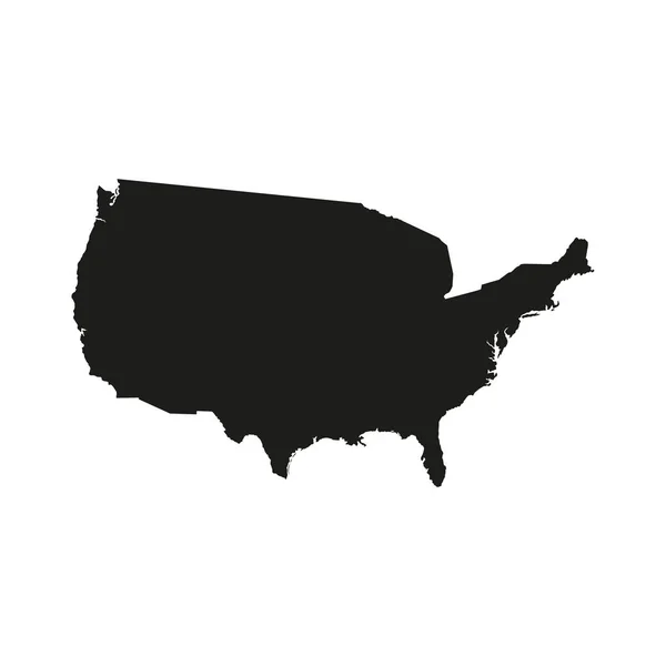 Silhouette nera della mappa degli Stati Uniti d'America sul retro biancogr — Vettoriale Stock